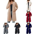 thumbnail image 3 of DuoJiaJ Womens Long Sweater Coat, Open Front Soft Knit Duster Fall Winter Black One Size, 3 of 7