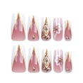thumbnail image 4 of Uñas postizas adhesivas QQPPOLIU 24 piezas French Nude con pedrería, 4 of 7