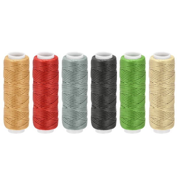Juego de hilos de cuero multicolor de 13 yardas 150D/0.8mm, cuerdas de poliéster enceradas, paquete de 6