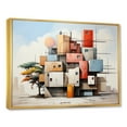 thumbnail image 2 of Designart "Vibrant Urban Cubism" Abstract Landscape Floater Framed Wall Art Living Room, 2 of 5