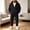 Black men's fleece hoodie 2 piece set a1, variant on Cagogo Men's Fuzzy Fleece Hooded Sweatshirt Elastic Waist Pants 2 Piece Set Fall Winter Lounge Outfits Casual Solid Tracksuit Loungewear, Coffee XL