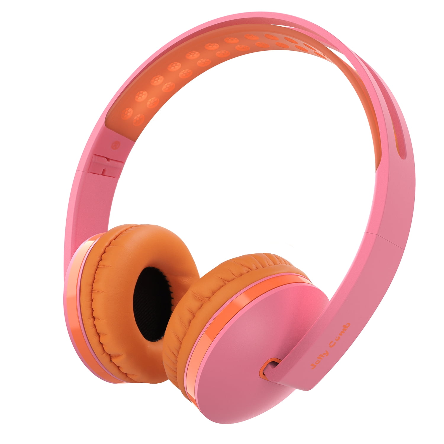 On Ear Headphones with Mic, Jelly Comb Foldable Corded Headphones Wired Headsets with Microphone, Volume Control for Cell Phone, Tablet, PC, Laptop, MP3/4, Video Game (Rose &amp; Orange)