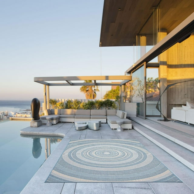 ECARPET Tapis d'Extérieur pour Patio, Terrasse, Jardin, Camping, Imperméable, Collection Veranda Modern