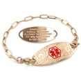 thumbnail image 1 of MedicEngraved Rose Gold Stainless Steel Custom Medical Alert Bracelet - 4mm Paperclip Link, 1 of 7