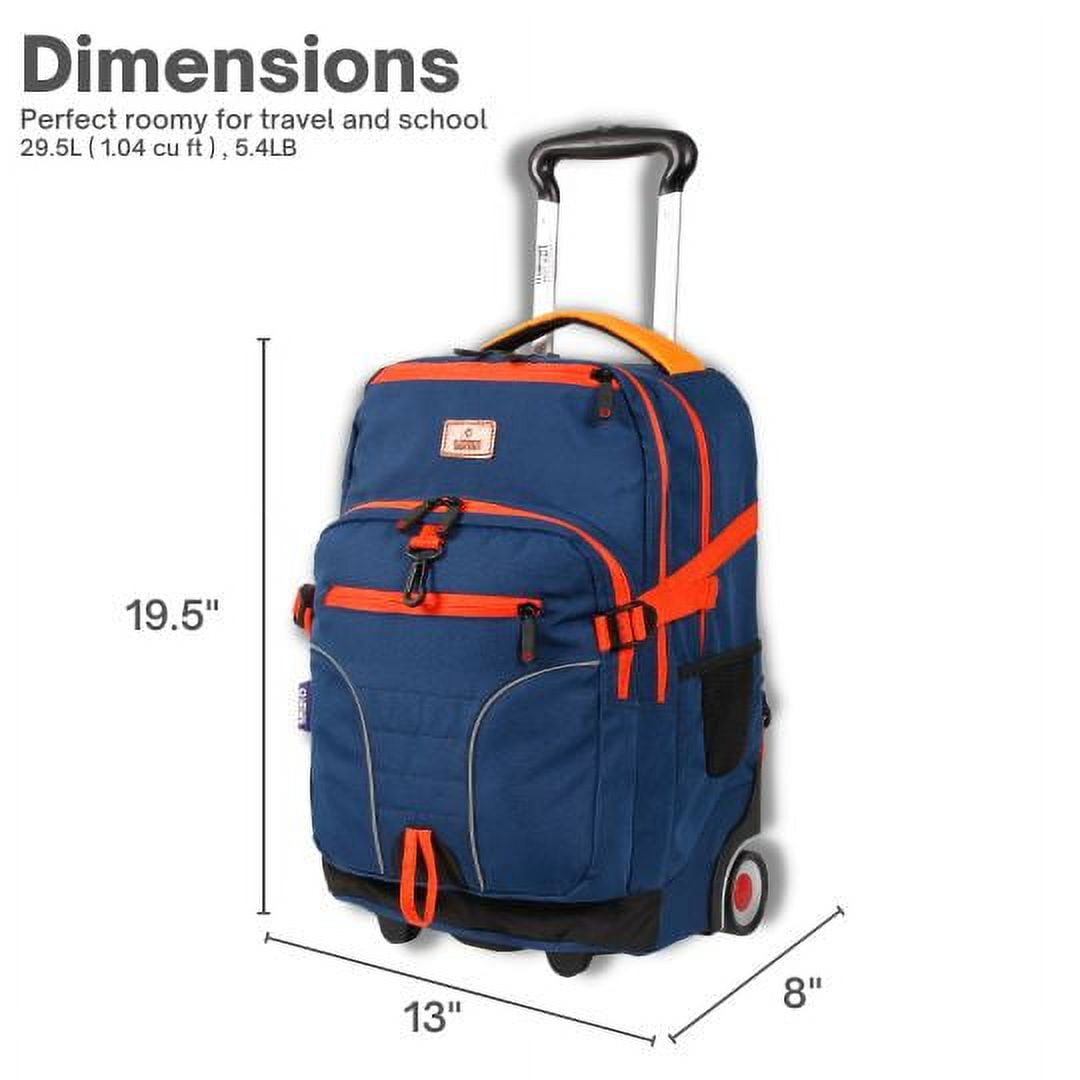J World Unisex Lunar 19.5" Multi Compartment Laptop Rolling Backpack For School And Travel, Navy