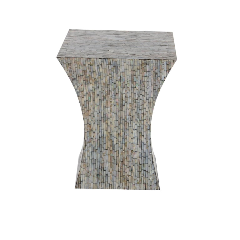 DecMode Mother of Pearl Shell Hourglass Accent Table, Gray photo 6