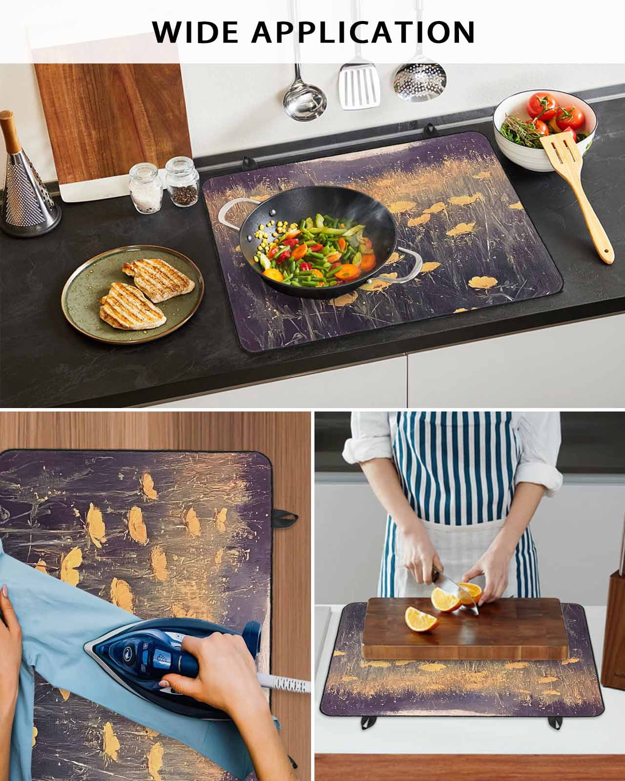nqOlkjepod Large Induction Cooktop Protector Mat 24"x21", Yellow Spring Floral Stove Top Covers for Electric Stove, Vintage Oil Painting Botanical Stove Burner Cover Mats, Glass Top Stove Cover