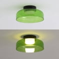 thumbnail image 4 of Jonathan Y 12" Minimalist Iron/Glass Dimmable Integrated LED Flush Mount, Green/Black, 4 of 7