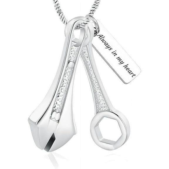Personalized Tool Wrench Urn Necklace for Ashes - Spanner Shape Cremation Urn Necklace with Mini Keepsake Tool Pendant Keepsake Memorial Gifts