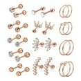 thumbnail image 2 of Pendientes de Tuerca de 16G Salvador 13 Pares CZ 8mm 6mm Barra Hipoalergénica de acero Inoxidable, 2 of 5