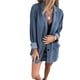 thumbnail image 2 of Camisa Vaquera con Botones para Mujer, Larga, Solapa, Informal, Holgada, Vaquera Azul Lavado S, 2 of 7