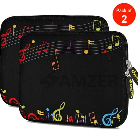 Universal 7.75 Inch Soft Neoprene Sleeve Case Pouch for Tablet, eBook, Kindle - The Composer - Pack of 2