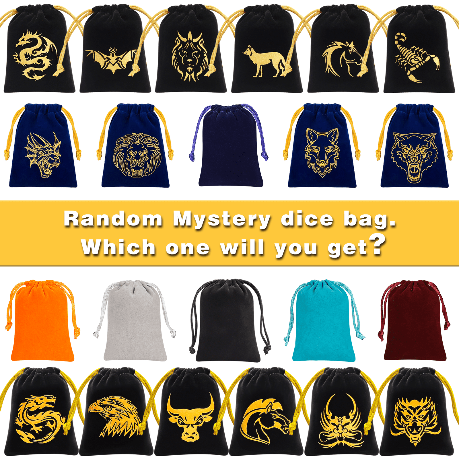 CiaraQ Polyhedral Dice - 48PCS Mystery Dice Set, Various Styles, Random DND Dice Patterns & Dice Bag, 6 Mystery Bags, D&D Gifts for Dungeons and Dragons, RPG, MTG,Role Playing Table Game