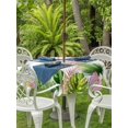 thumbnail image 3 of Outdoor Tablecloth with Umbrella Hole for Patio/Picnic/Party/Camping, Green Pink Monstera Leaves Waterproof Table Cloth Round Cover Washable, Summer Botanical Tropical (Dia 54"), 3 of 9