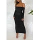 thumbnail image 3 of Vestido PRETTYGARDEN Maxi Bodycon con Hombros Descubiertos y Fruncido Negro M, 3 of 8