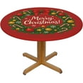 thumbnail image 3 of KiuLoam Merry Christmas Candy Stars Round Tablecloth Farmhouse Table Cover with Elastic Edge Washable Fitted Table Cloth for Kitchen Patry Outdoor Decor Fits 45"-50", Medium, 3 of 4