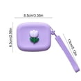 thumbnail image 3 of Tulip Style Silicone Headphone Organizer, Waterproof Dirt Resistant Storage Case, Anti-Drop Zipper Design with Hanging Rope, Cute Organizer for Key Headphone Cable Change Lipstick Daily Storage, 3 of 6