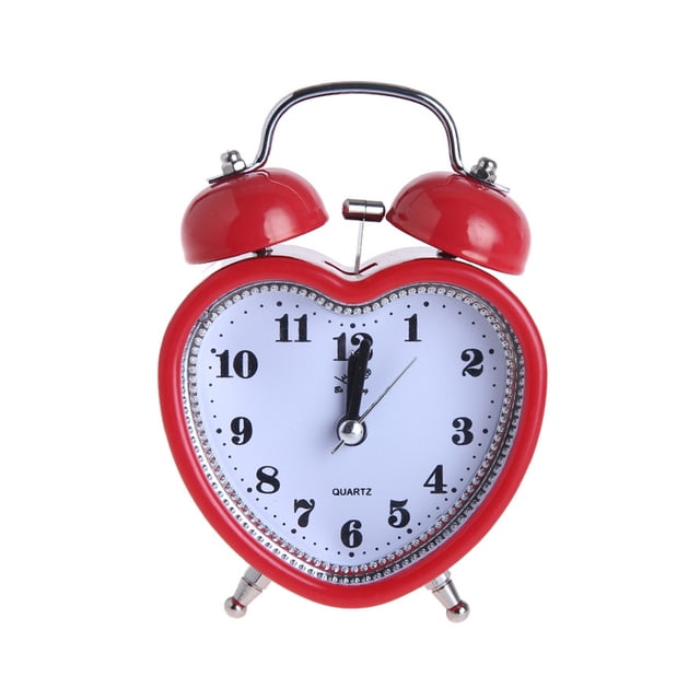 Billuyoard Reloj despertador con campana de corazón, relojes digitales de luz nocturna, escritorio para el hogar para niñas, dormitorio, hogar, oficina, Electrodomésticos Rojo Billuyoard HA082547-01