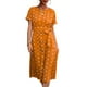 thumbnail image 1 of Vestido estampado lunares de verano, amarillo, manga corta, cinturón, cuello redondo, botón delantero, talla M, 1 of 6