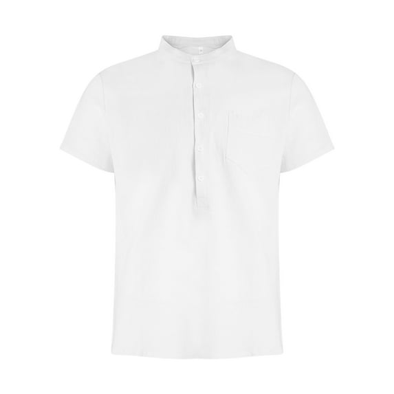 Sprifallbaby Men’ s Shirt Solid Color Henley Neck Tops Pullover with Pocket and Buttons for Summer Fall