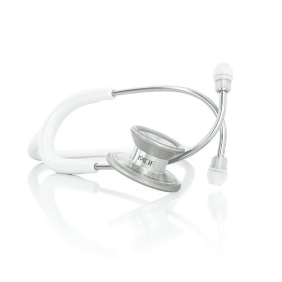 MDF MD One Epoch Titanium Stethoscope - Adult - Free-Parts-for-Life & Lifetime Warranty - White