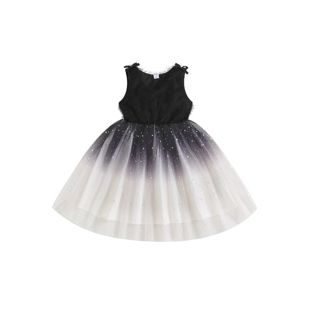 xiaxaixu Robe Princesse pour Filles Enfants Étoiles Sequins Col en V Robe en Tulle Sans Manches Vêtements d'Été Robe de Fête