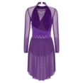 thumbnail image 2 of CHICTRY Robe de Danse Lyrique pour Femme, Froncée, Dos Nu, Robes de Patinage Artistique, Robe de Danse Moderne, Violet G, 2 of 5