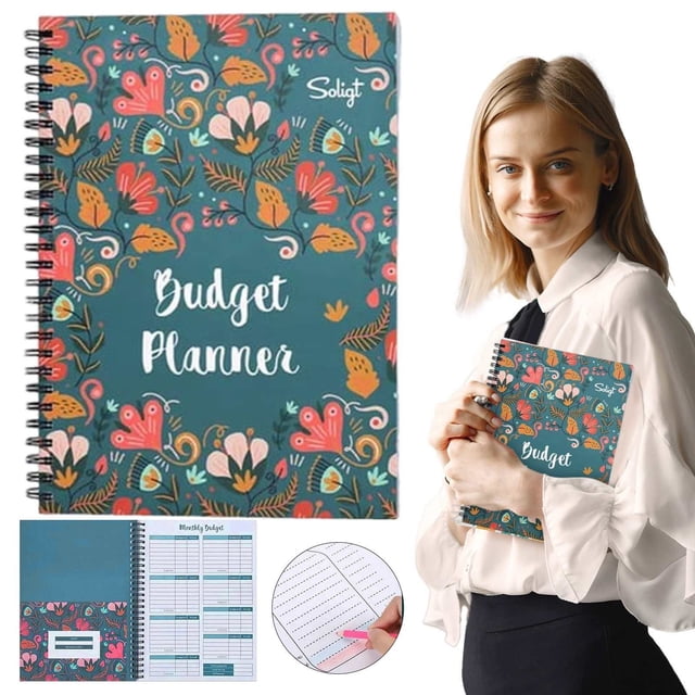 Budget Planner Monthly Budget Book Bill Organizer With 12 Pockets Undated Home Financial Expense Saving Debt Notebook 1 Year Blue