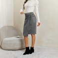 thumbnail image 6 of Suede Skirts for Women High Waist Wrap Midi Skirt Office Casual Twist Knot Skirts, XL, 6 of 7