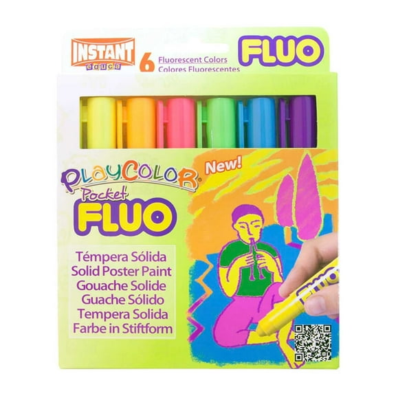 Jack Richeson Playcolor Standard Tempera Sticks, Fluorescent Colors, Set of 6