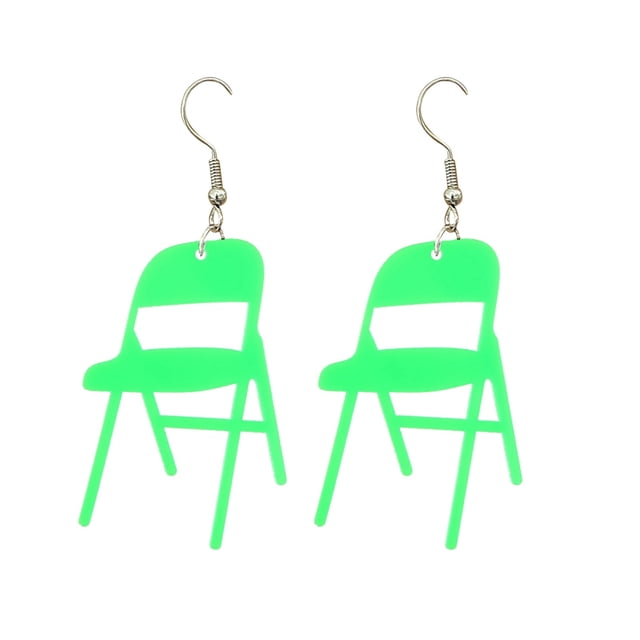 Flat Unique Statement Stacking Folding Chair Earrings Colorful Acrylic Chair Pendant Earrings Folding Chair Earrings Boho Jewelry Drop Earrings for Women Cool Earrings for Women Sensitive Earrings for