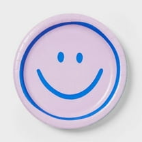 20ct Retro Assorted Smiley Face Snack Plate Pink/Green/Purple