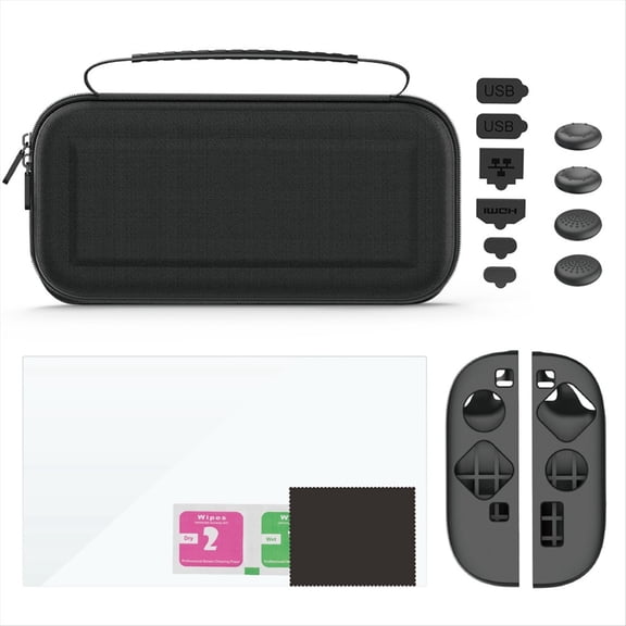 Estuche de Transporte para Switch 2, Kit de Accesorios 9 en 1, de Silicona con Asa y Protector de Pantalla A Prueba de Polvo.