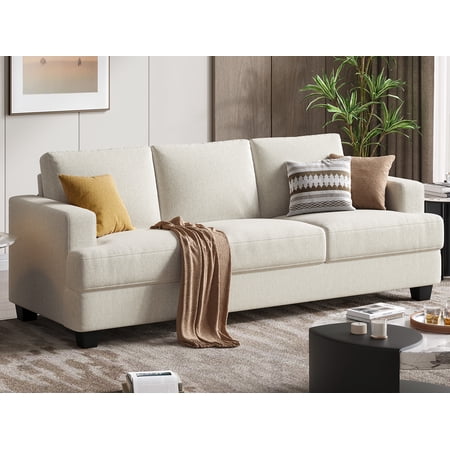 BLAZANT 3 Seater Sofa Oversize, 89" Extra Large Size Sofa Couch with Extra Deep Seats, Modern Loveseat Sofa, Comfortable Fabric, Easy to Install, for Living Room Apartment Lounge, Beige