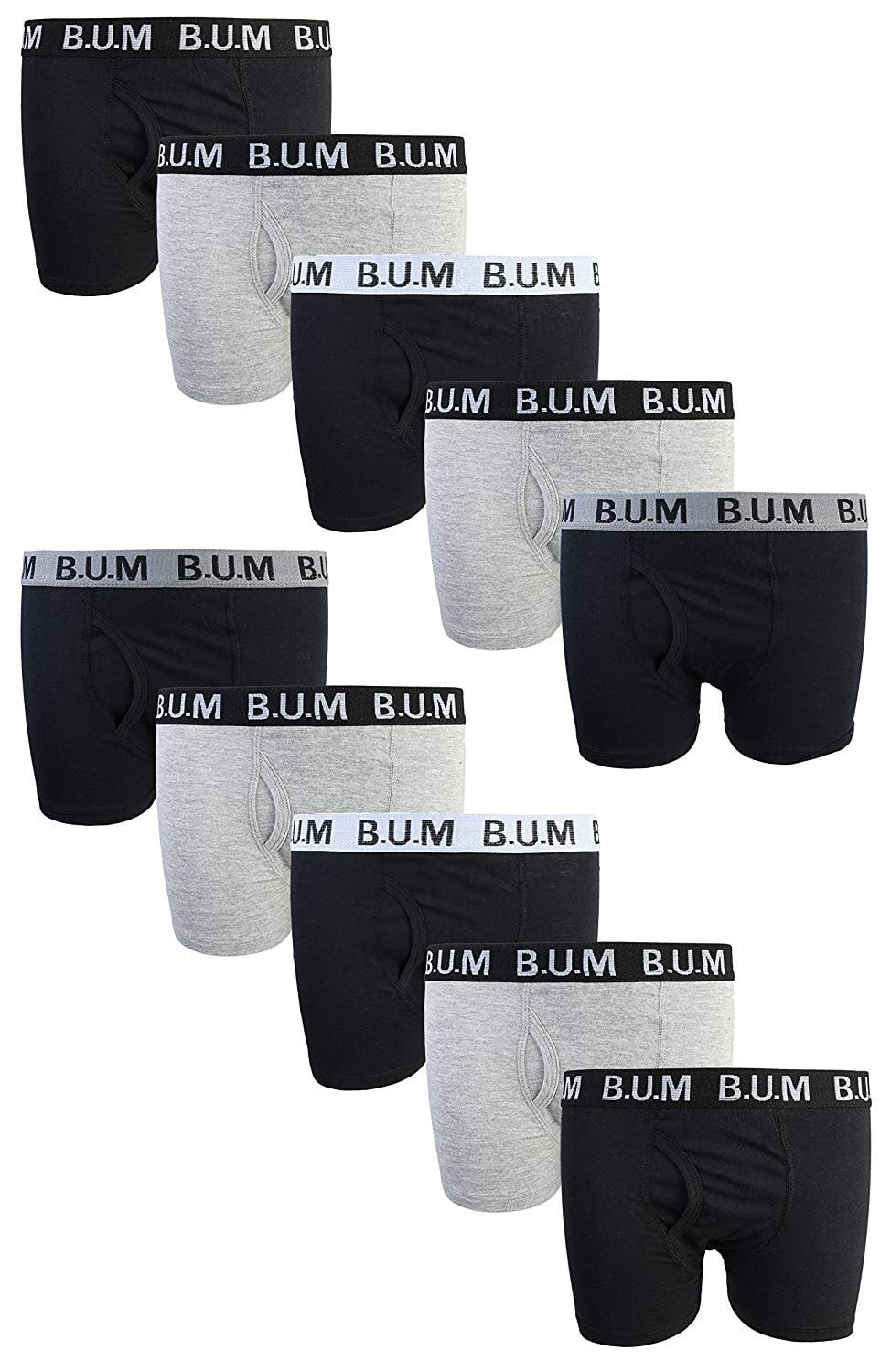 BUM Equipment B.U.M. Equipment Boys 10 Pack Solid Boxer Briefs