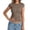 Brown, variant on Women Short Sleeve Tops Crewneck Ribbed Knit Slim Fitted Tshirts Dressy Casual Basic Tee Summer Tops Clothes Black S
