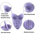 thumbnail image 6 of Women's Bustiers & Corsets Spaghetti Strap Underwire Push Up Full Coverage Bodysuit Solid Color Slimming Bustier Tops (XL, Purple), 6 of 8