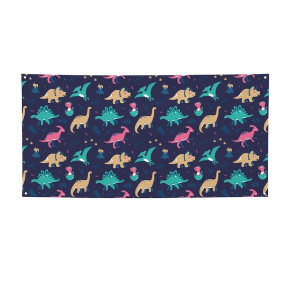 Picia Cartoon Dinosaur Pattern Party Banner, Festive Decoration, Holiday Banner, Celebration Decor, Event Banner, Reusable Party Banner-Small