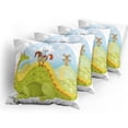 thumbnail image 5 of Ambesonne Cartoon Throw Pillow Cover 4 Pack, Knight and His Horse, 18", Apple Green Sky Blue, 5 of 7