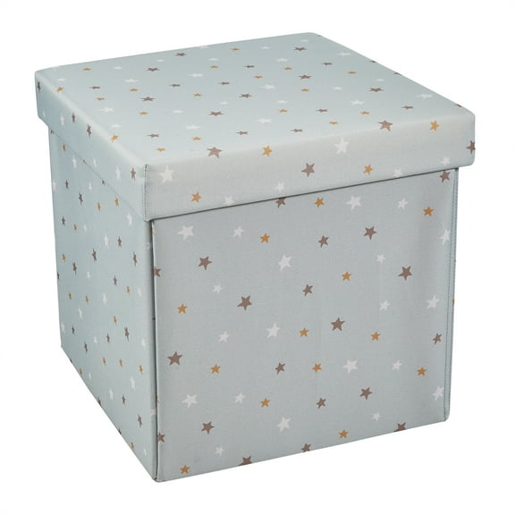 Kvell Kids 15 x 15 inch Stars Design Collapsible Toy Storage Bin with Removable Lid