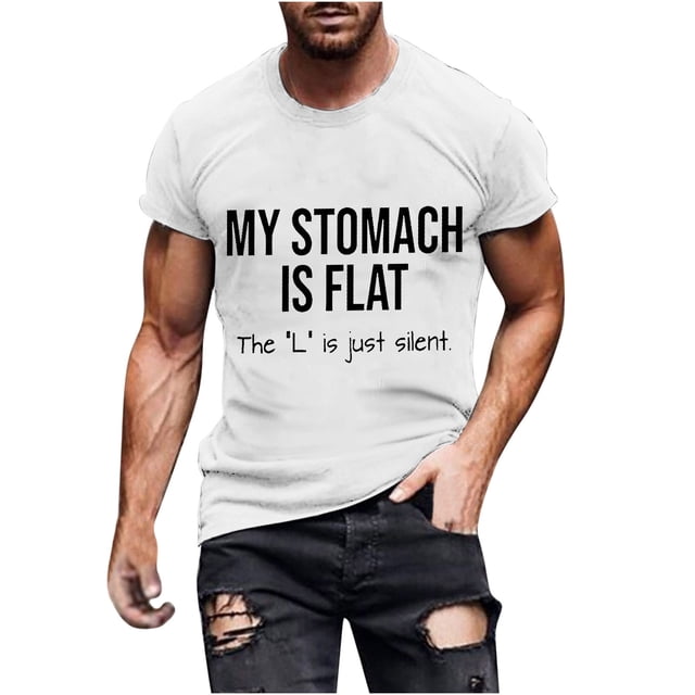 T-Shirt Graphique pour Hommes, Haut Imprimé à Manches Courtes Décontracté avec Extensible, Col Rond, Motif Lettre pour Usage Quotidien