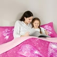 thumbnail image 2 of Manfei Sequin Print Bedding Sets Twin with Comforter, Princess Bowknot Comforter Sets Twin Size, Deep Pink Reversible Down Comforter, Ultra Soft Room Decor, 2 Pieces, 2 of 8