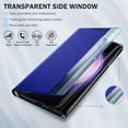 thumbnail image 2 of Phone Case for Samsung Galaxy S23 Case, Smart Clear View Window Luxury Slim Mirror for Galaxy S23 Case with Kickstand, Leather Hard PC Flip Shockproof Protective Cover Samsung S23 5G Case, Blue, 2 of 14