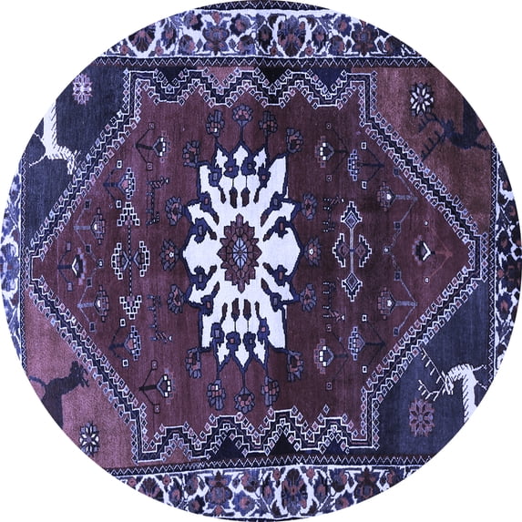 Ahgly Company Machine Washable Indoor Round Persian Blue Traditional Area Rugs, 6' Round