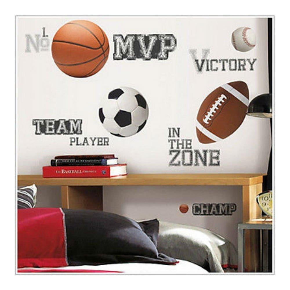 All Star SPORTS SAYINGS and balls wall stickers 24 decals soccer football decor