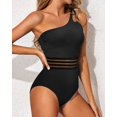 thumbnail image 2 of SURJDE One Shoulder One Piece Swimsuit for Women Tummy Control Bathing Suits Modest Full Coverage Keyhole Swimwear, 2 of 6