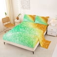thumbnail image 2 of jejeloiu Green Orange Sparkle Print Bed Sheets Kids,Colorful Gradient Pattern King Sheets For Girls,4-Piece, 2 of 6