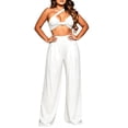thumbnail image 6 of IUYRTFE Women One Shoulder Sleeveless Top and Wide Leg Pants Set Solid Color 2 Piece Outfit for Vacation Party, 6 of 6