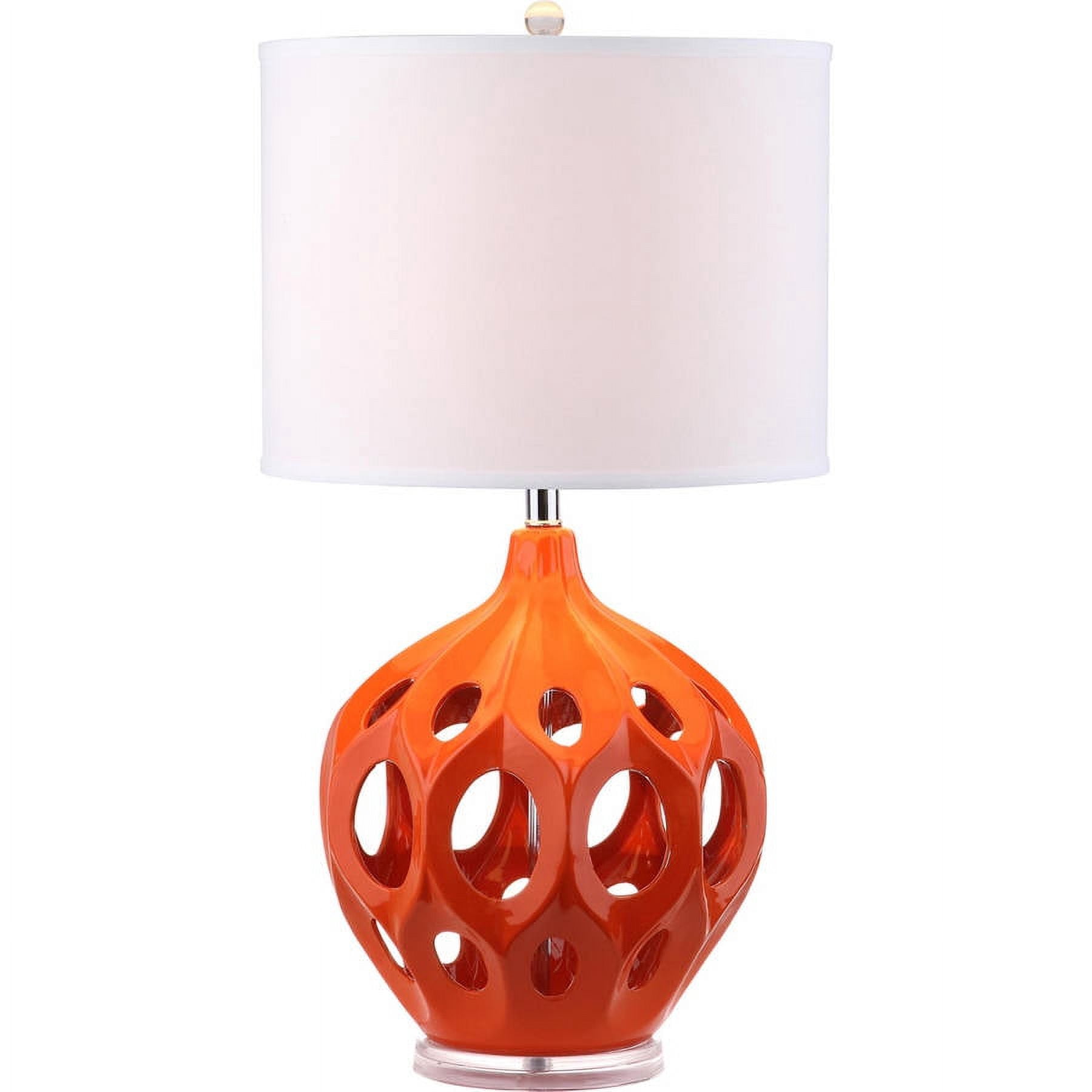 SAFAVIEH Regina 29 in. H Ceramic Solid Retro Table Lamp, Orange