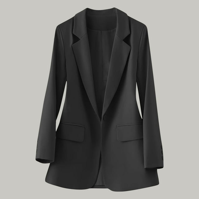 Soki Womens Casual Blazer Open Front Business Suit Jacket Long Sleeve Button Work Office Blazer Lightweight